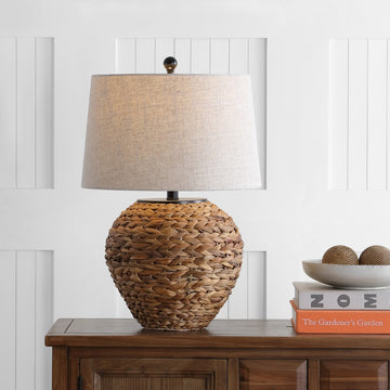 Alaro 24.5" Banana Leaf Basket LED Table Lamp - JONATHAN Y